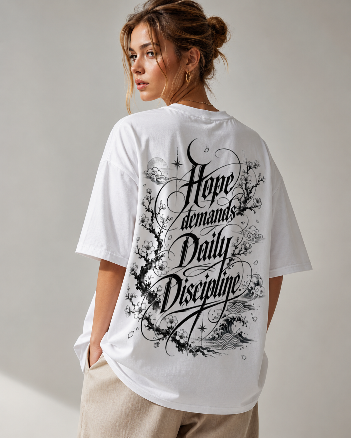 Hope Demands Daily Discipline Oversized Cotton T-Shirt – Unisex