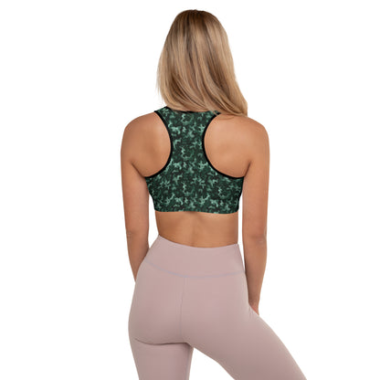 Padded Sports Bra: Green Camo