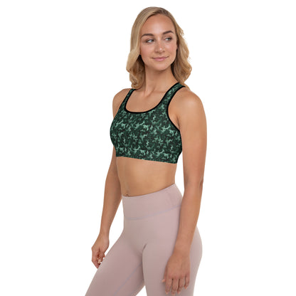 Padded Sports Bra: Green Camo