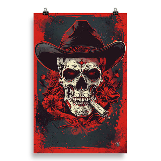 Gangster Mexican Skull Art Poster: Infuse Your Space with Rebel Spirit and Chic Edge