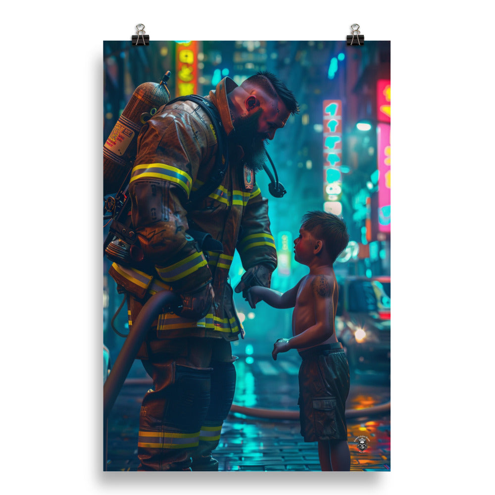 Poster Cyberpunk Fireman