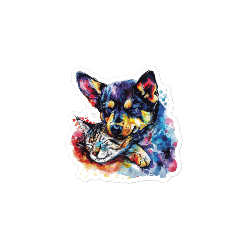 Vibrant Cat and Dog Lover Artwork Decal: Cool Design for Pet Enthusiasts