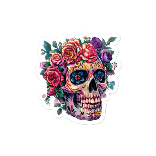 Mexican Skull Design with Roses: Vibrant Decal for Cultural Expression