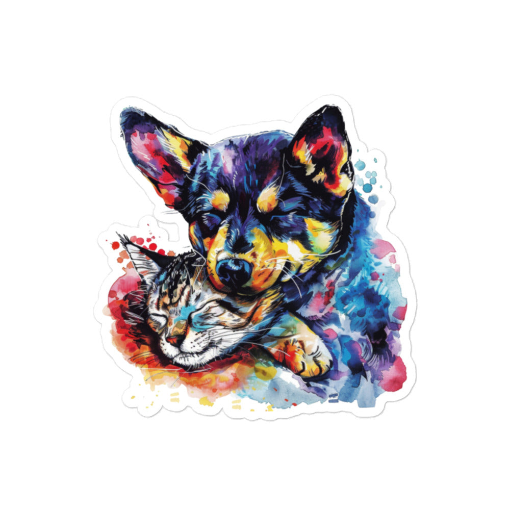 Vibrant Cat and Dog Lover Artwork Decal: Cool Design for Pet Enthusiasts