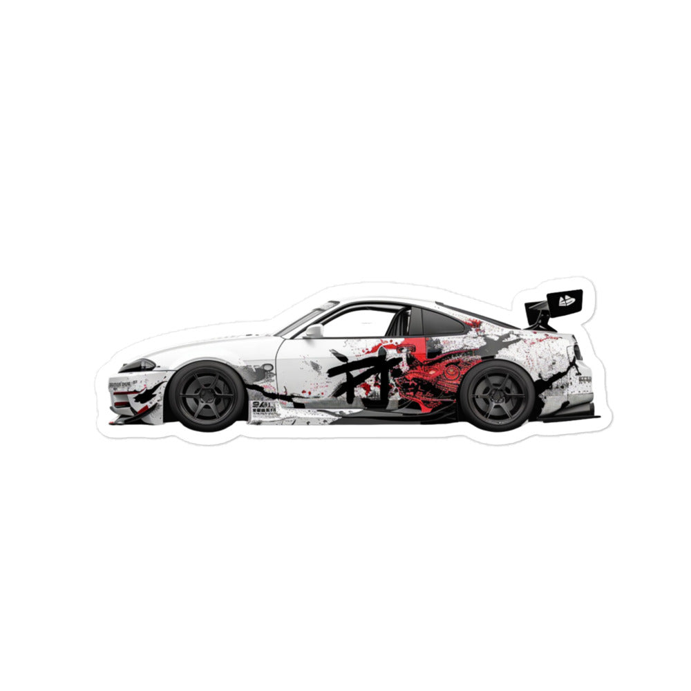 Japanese Racecar JDM Sticker Decal: Modified Car with Natural Colors Design
