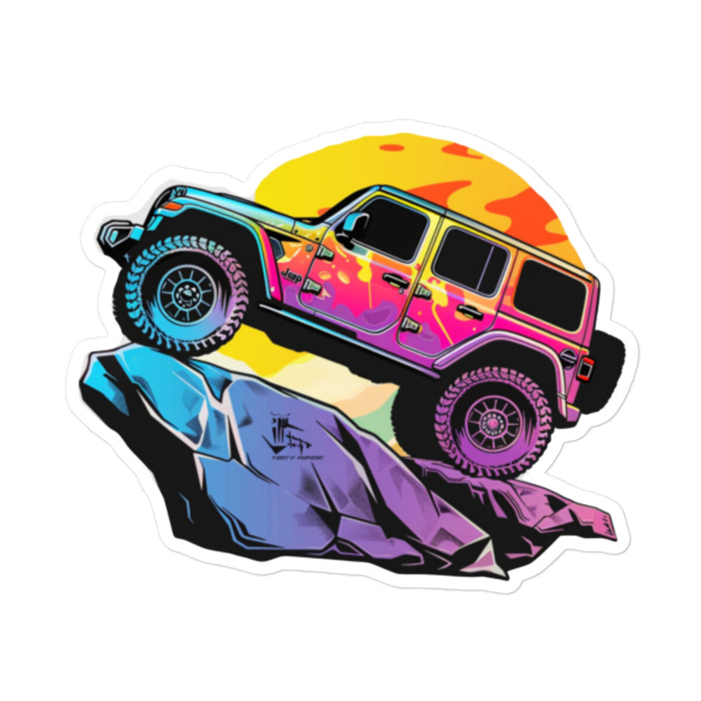 Conquer the Wild: Offroader Climbing Rocks Decal Bursting with Vibrant Colors decal