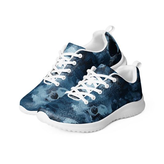 Azure Skull Stride: Men's Athletic Shoes with Shades of Blue and Skull Designs