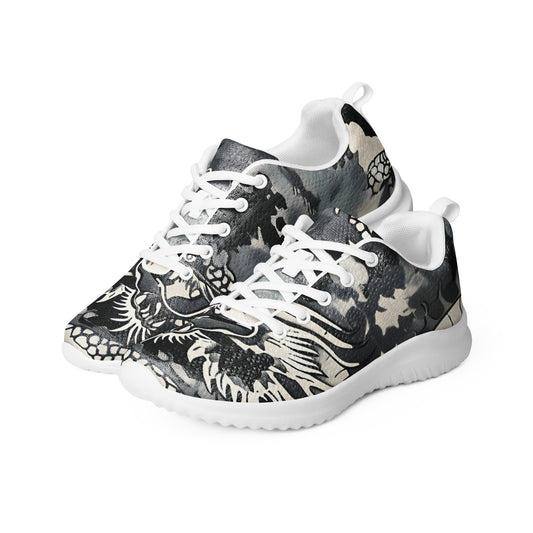 Shadow Dragon Stride: Men's Athletic Shoes with Grey and Black Camo Pattern