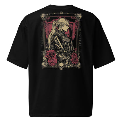 Oversized heavyweight t-shirt  - Warrior Rose