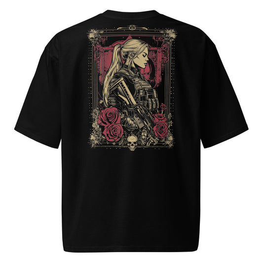 Oversized heavyweight t-shirt  - Warrior Rose