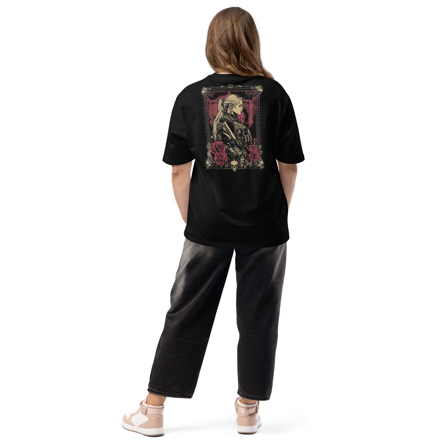 Oversized heavyweight t-shirt  - Warrior Rose