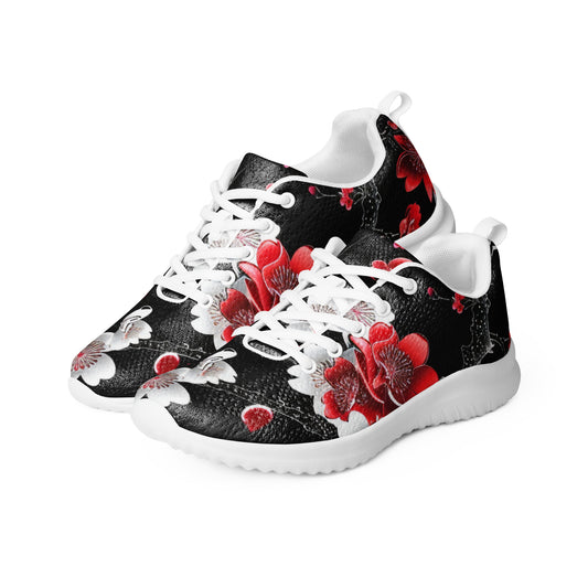 Sakura Blossom Stride: Women's Athletic Shoes with Japanese Tattoo Style