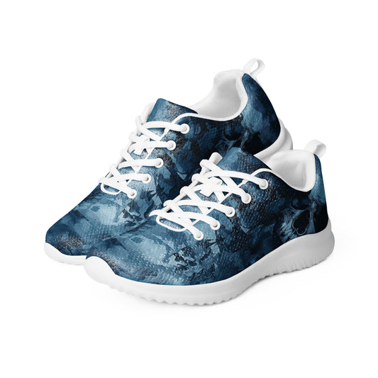 Sapphire Skull Stride: Women's Athletic Shoes with Blue Hues and Skull Designs